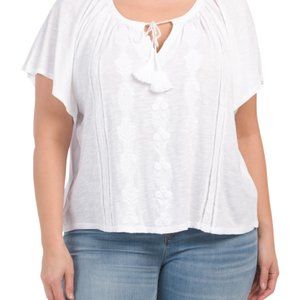 New with tags - LUCKY BRAND - Plus Embroidered Peasant Top - Size 2X